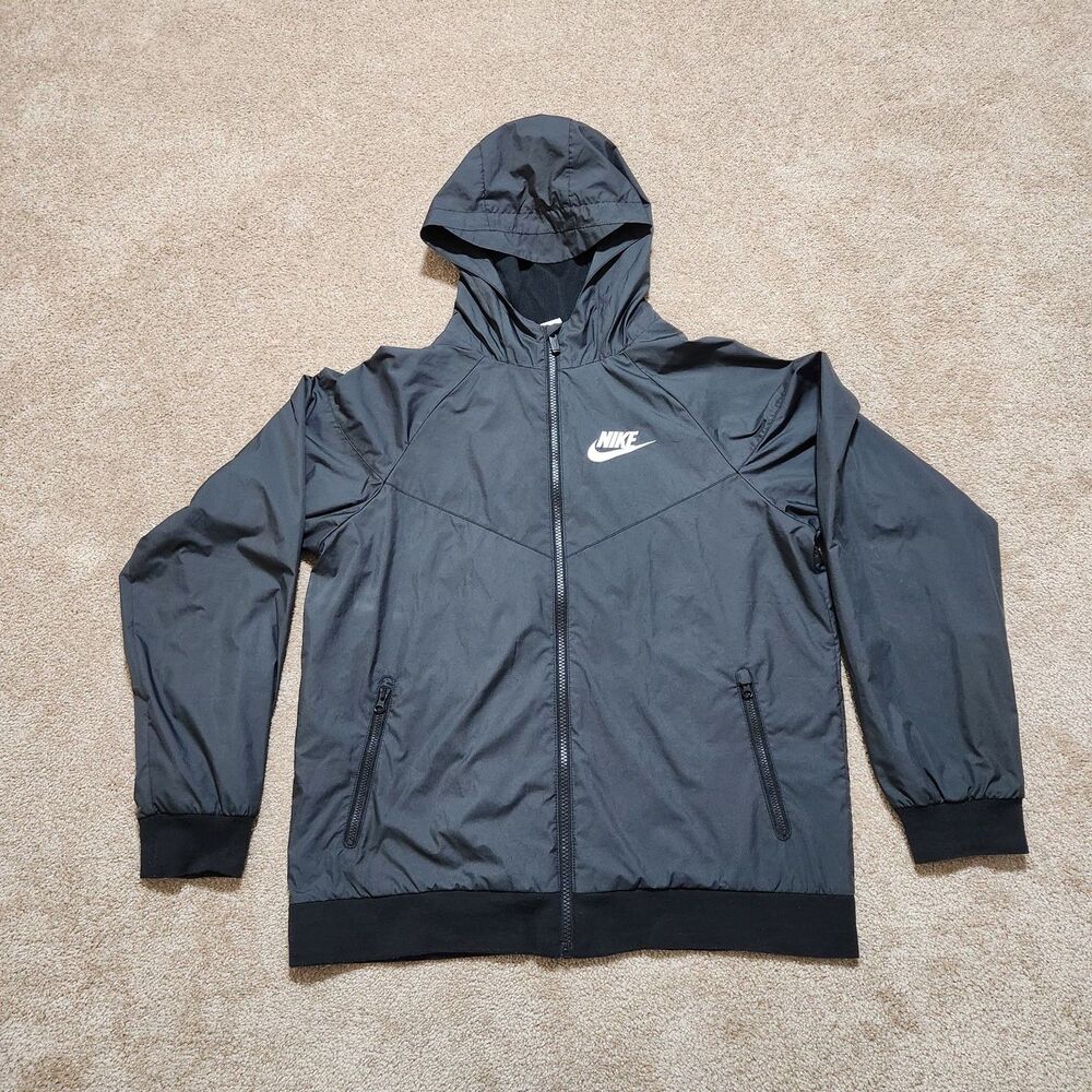 Nike Sportswear Windrunner Jacket Youth XL Black Hooded Full Zip Windbreaker